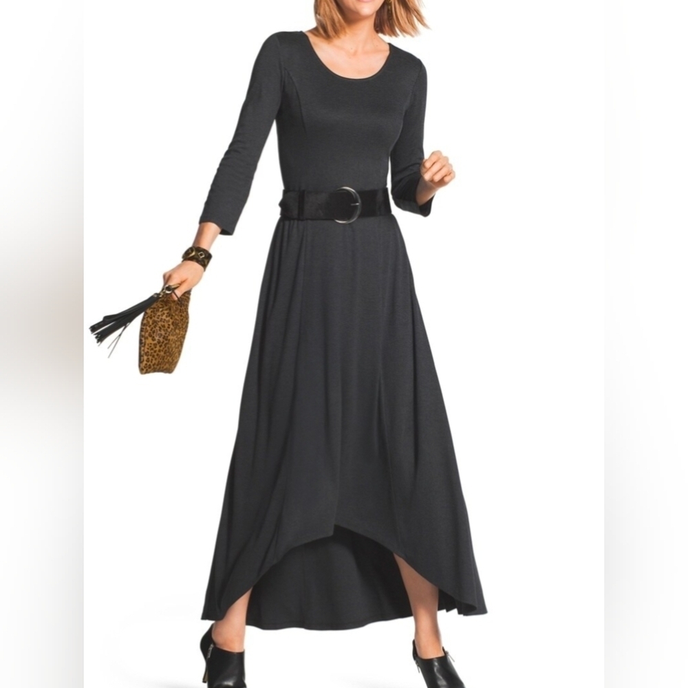 Chico's High Low Lilly Dress Solid Graphite Gray Size 1